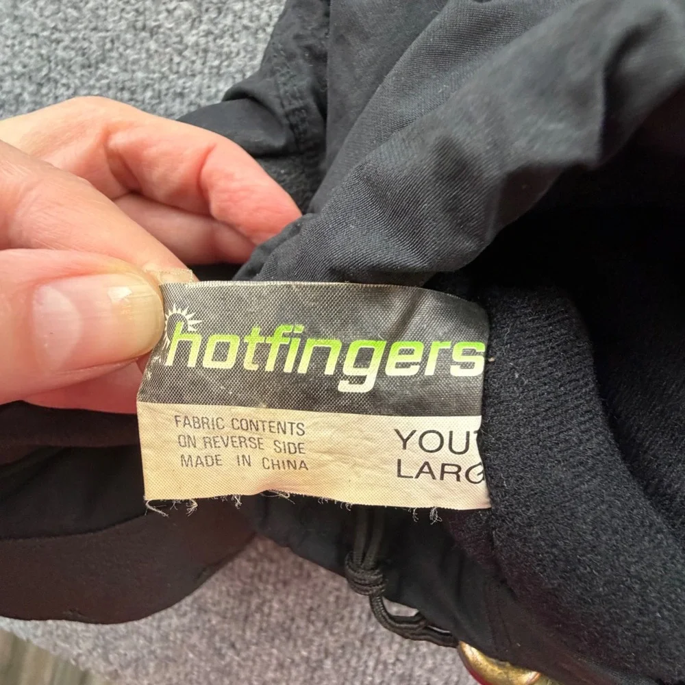 Hotfingers Wells Lamont Youth Large Black Snow Mittens Adjustable Winter‎ Gloves
